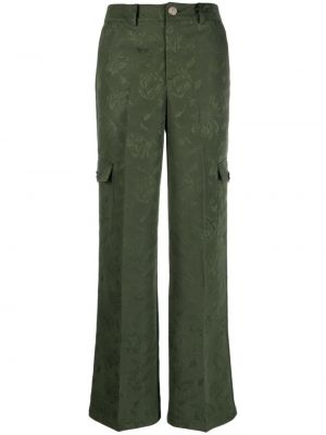 Žakárové květinové rovné kalhoty Blugirl zelené