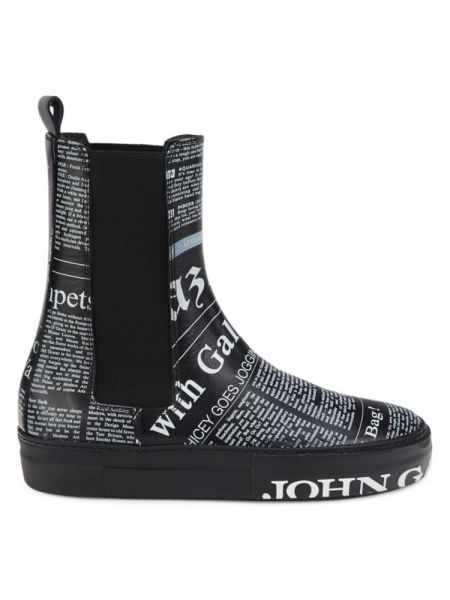 Кожаные ботинки челси с принтом John Galliano черные