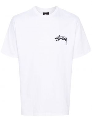 Πουά μπλούζα με σχέδιο Stüssy λευκό
