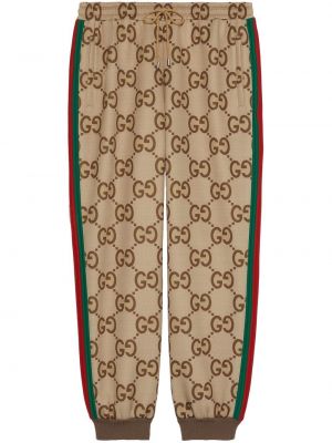 Raštuotos sportinės kelnes Gucci ruda