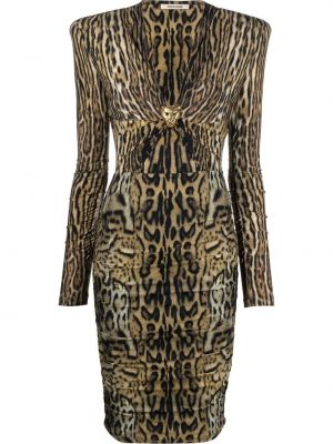 V-hals trykt dress Roberto Cavalli brun