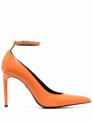 Кожени полуотворени обувки Ami Paris оранжево