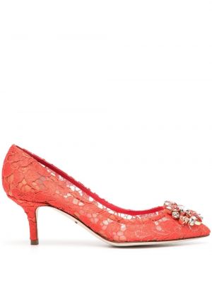 Полуотворени обувки Dolce & Gabbana червено