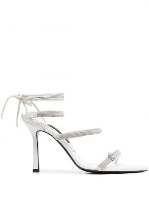 Sandały z kryształkami Philipp Plein białe