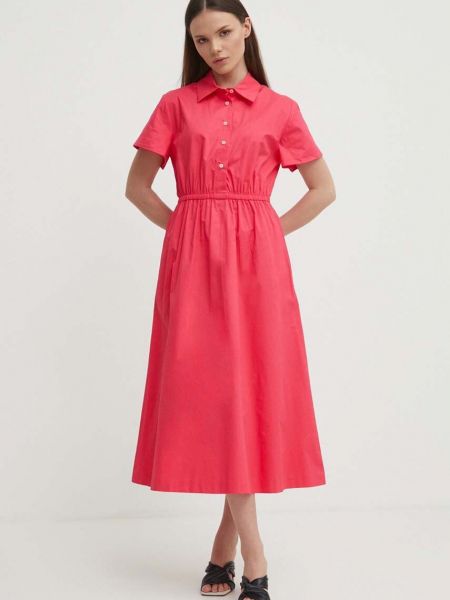 Sukienka midi bawełniana United Colors Of Benetton różowa