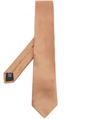 Жакардова копринена вратовръзка Lanvin оранжево