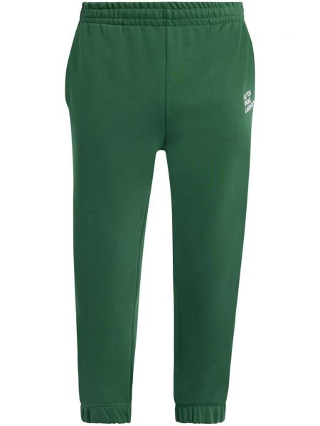 Pantalon brodé avec imprimé slogan Lacoste vert