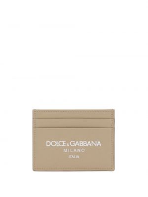 Raštuotas iš natūralios odos piniginė Dolce & Gabbana smėlinė