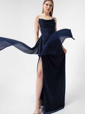 Drapované večerné šaty Lafaba modrá