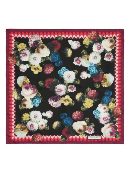 Zīda šalle ar ziediem ar apdruku Dolce & Gabbana melns