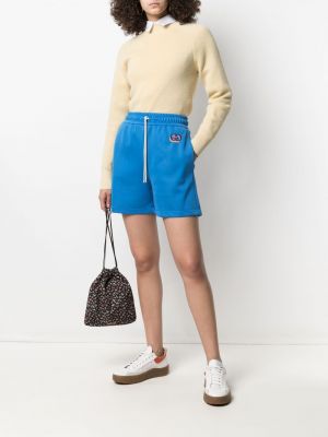 Pantalones cortos deportivos con bordado Gucci azul