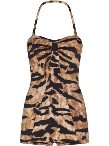 Bañador con rayas de tigre Dolce & Gabbana marrón
