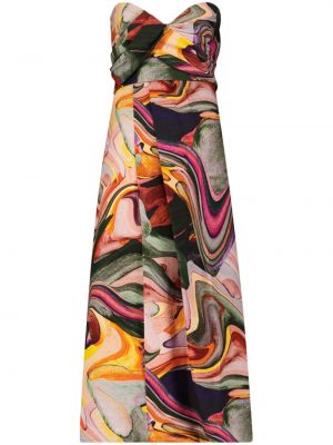 Midi šaty s potiskem s abstraktním vzorem Mara Hoffman zelené