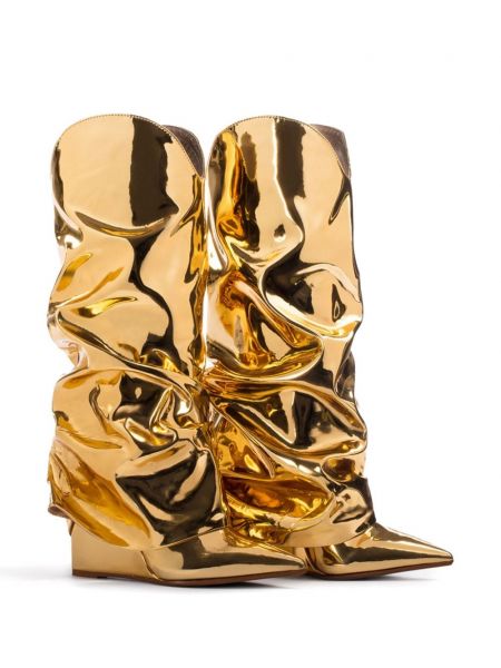 Auliniai batai ant pleištinio kulniuko Le Silla auksinė