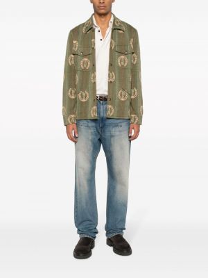 Raštuota medvilninė marškiniai Ralph Lauren Rrl žalia