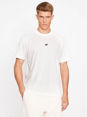 Bavlnené priliehavé tričko s krátkymi rukávmi New Balance biela