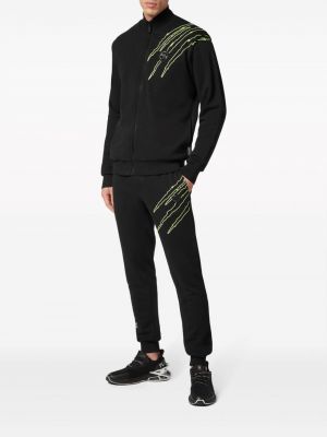 Kokvilnas kapučdžemperis ar apdruku Plein Sport melns