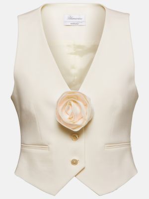 Květinová vlněná vesta Blumarine bílá