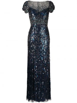 Sukienka wieczorowa z kryształkami Jenny Packham niebieska