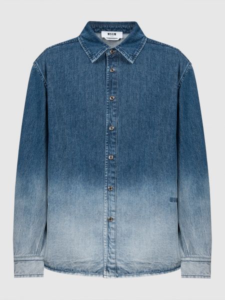 Джинсовая рубашка с вышивкой Msgm синяя