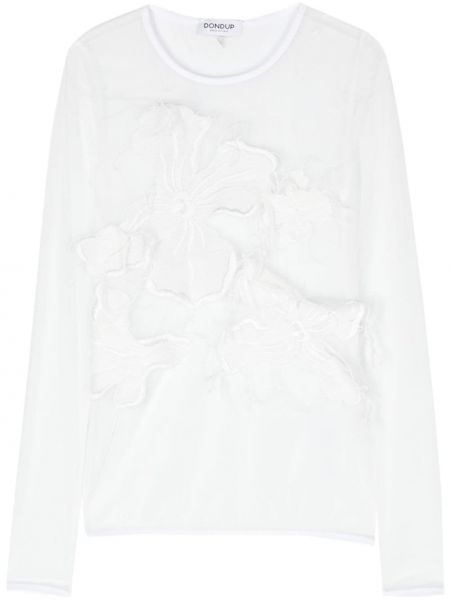 Мрежеста блуза на цветя Dondup бяло