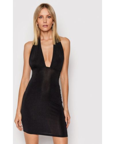 Slim fit koktélruha Kontatto - fekete
