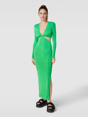 Sukienka długa z dekoltem w serek Gina Tricot zielona
