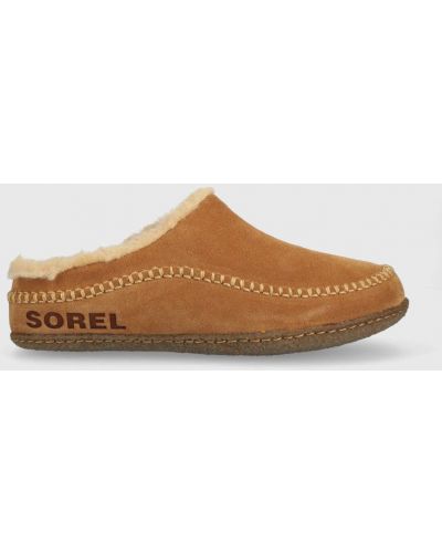 Papuci din piele Sorel maro