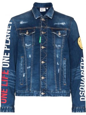 Denim jakna s potiskom Dsquared2 modra