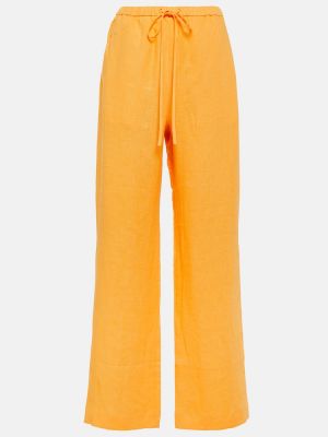 Λινό παντελόνι με ίσιο πόδι Nanushka πορτοκαλί