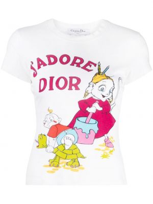 Majica s potiskom Christian Dior bela