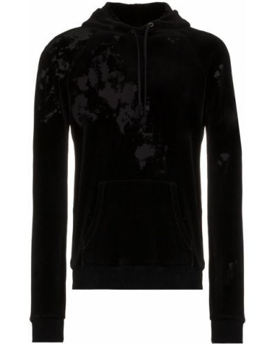 Aksamitna bluza z kapturem Saint Laurent czarna