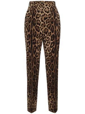 Leopardimustriga mustriline kõrge vöökohaga sirged püksid Dolce & Gabbana