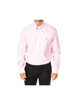Koszula bawełniana w paski Ralph Lauren różowa