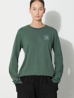Μακρυμάνικη βαμβακερή μπλούζα Fjällräven πράσινο