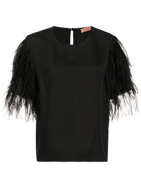 Camiseta con plumas de plumas Yves Salomon negro