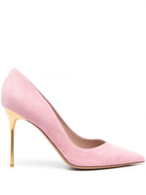 Велурени полуотворени обувки с ток Balmain розово