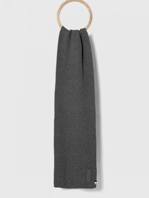 Однотонный шерстяной шарф Boss серый