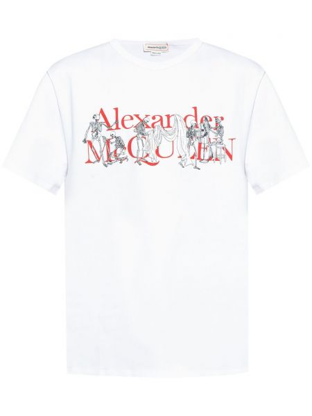 Raštuotas medvilninis marškinėliai Alexander Mcqueen balta