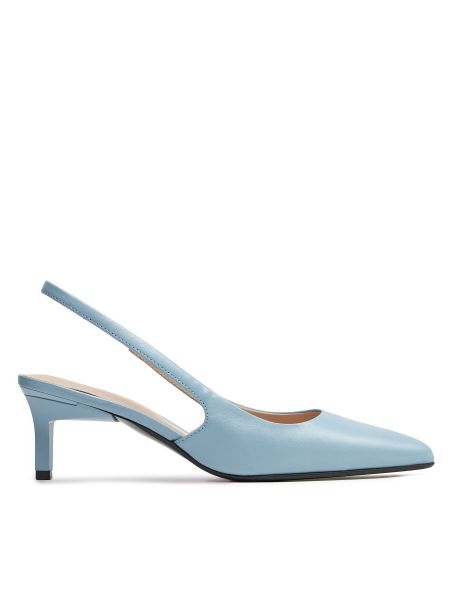 Sandále s perlami na podpätku s otvorenou pätou Calvin Klein modrá