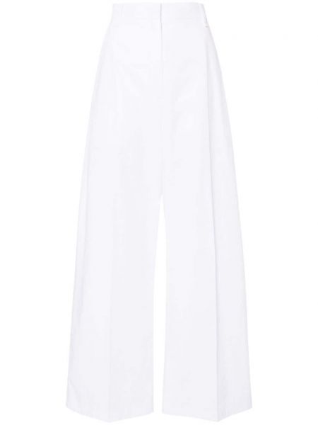 Βαμβακερό παντελόνι σε φαρδιά γραμμή Sportmax λευκό