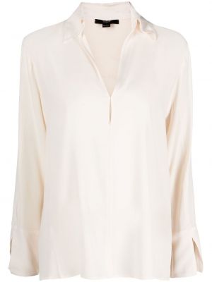 Копринена блуза с v-образно деколте Seventy бежово