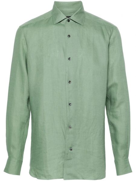 Lanena srajca Zegna zelena