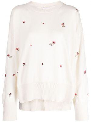 Кашмирен пуловер с кристали Barrie бяло