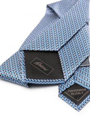 Raštuotas šilkinis kaklaraištis Brioni mėlyna