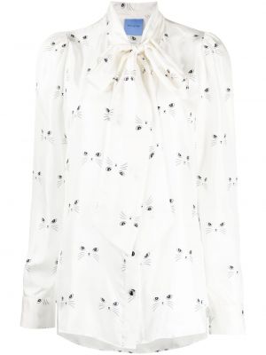 Копринена сатенена блуза с принт Macgraw бяло