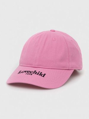 Памучна шапка с козирки с принт Lovechild розово