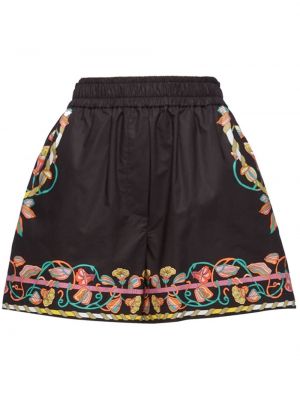 Kratke hlače s cvetličnim vzorcem La Doublej črna