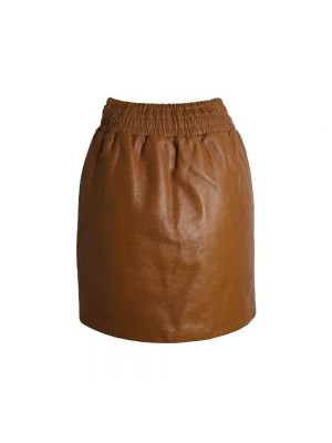 Falda de cuero Miu Miu Pre-owned marrón