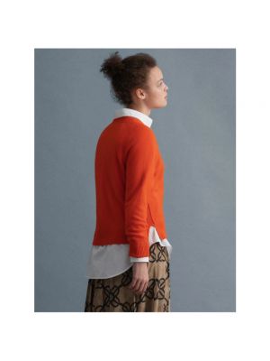 Sweter z kaszmiru z okrągłym dekoltem Gant pomarańczowy